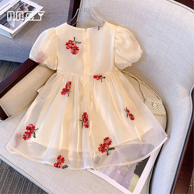 Vestido infantil princesa de verão, Brocado novo bordado de Muyun, Vestido de aniversário para meninas, bebê, verão