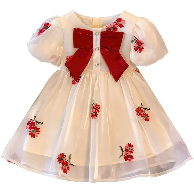 Vestido infantil princesa de verão, Brocado novo bordado de Muyun, Vestido de aniversário para meninas, bebê, verão