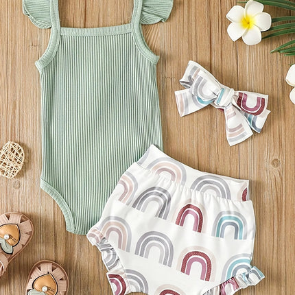 Conjunto Infantil Feminino de Verão 3 Peças