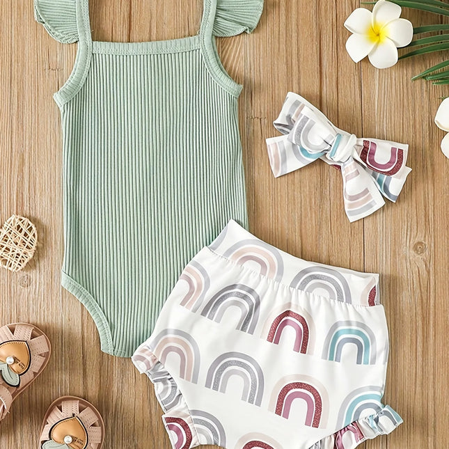 Conjunto Infantil Feminino de Verão 3 Peças