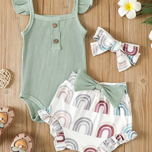 Conjunto Infantil Feminino de Verão 3 Peças