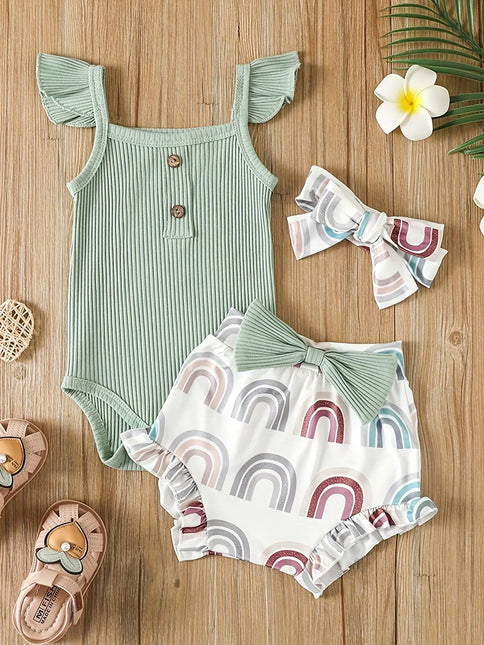 Conjunto Infantil Feminino de Verão 3 Peças