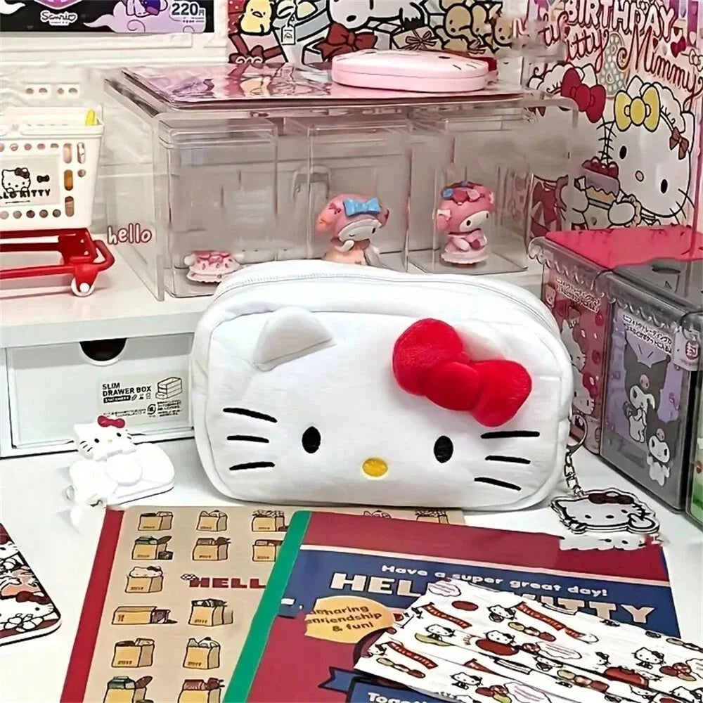 Olá kitty saco de pelúcia anime sanrio cinnamoroll sacos de armazenamento cosméticos dos desenhos animados kawaii pachacco lápis caso presentes de aniversário da menina