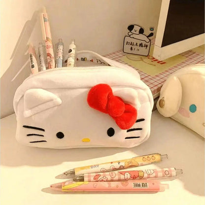 Olá kitty saco de pelúcia anime sanrio cinnamoroll sacos de armazenamento cosméticos dos desenhos animados kawaii pachacco lápis caso presentes de aniversário da menina