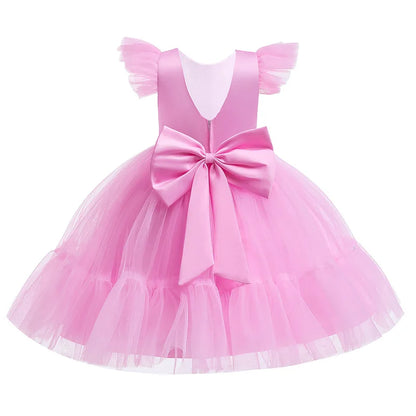 Vestido de princesa menina com vestido de renda, vestido de bebê, roupa elegante infantil, festa de aniversário, rosa, vestido de casamento infantil