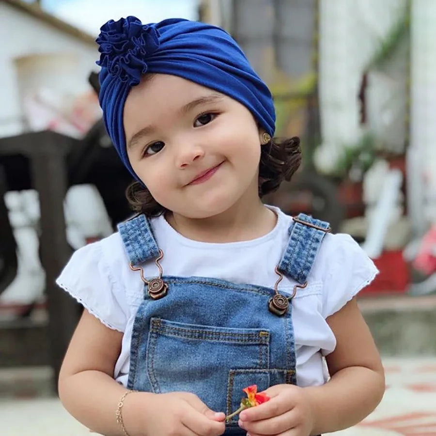 Moda bebê chapéu sólido turbante elástico bonés para meninas bebê infantil acessórios