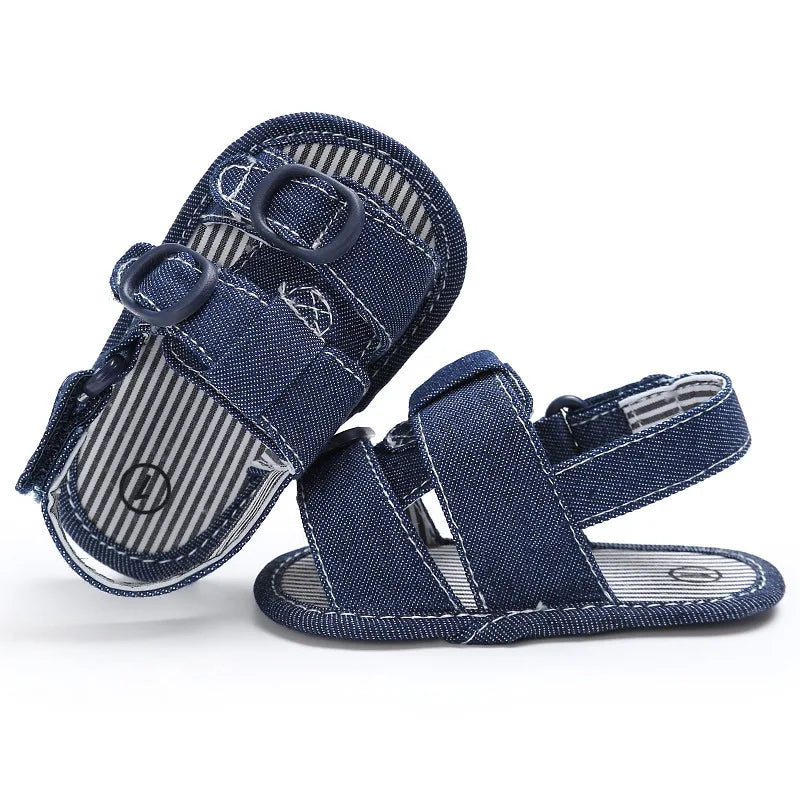 Infantil da criança berço sandálias sapatos de bebê recém-nascido menino menina denim lona verão macio-sola chinelo de algodão