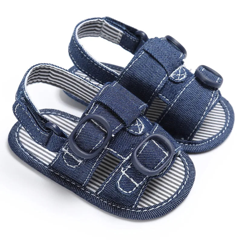 Infantil da criança berço sandálias sapatos de bebê recém-nascido menino menina denim lona verão macio-sola chinelo de algodão