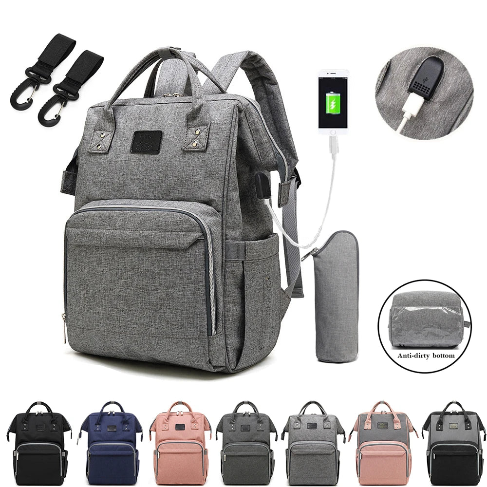 Bolsa de fraldas com grande capacidade para mamãe, mochila para bebê multifuncional, a prova d'água, para viagens, para cuidado da criança