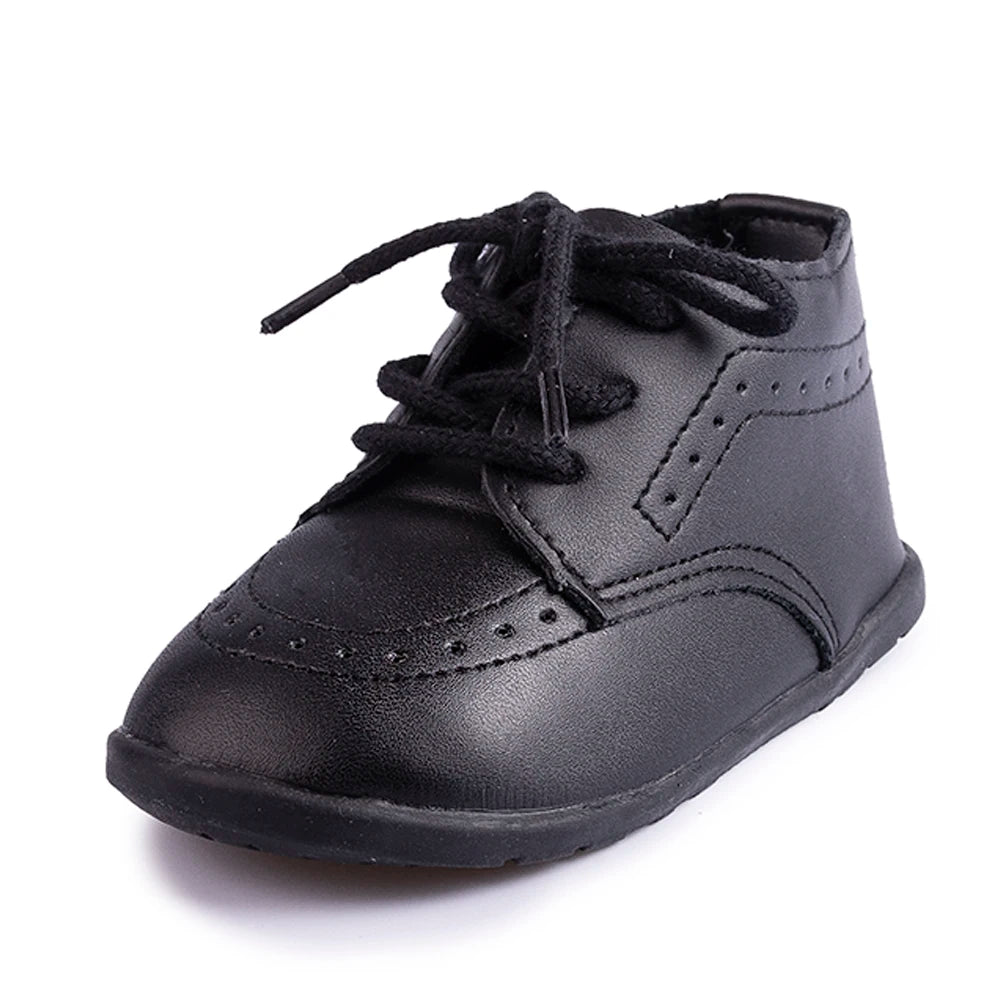 KIDSUN-Sapatos clássicos de couro PU para bebês meninos e meninas, sapatos de primeiro caminhante, sola de borracha macia, antiderrapante, recém-nascido, berço infantil