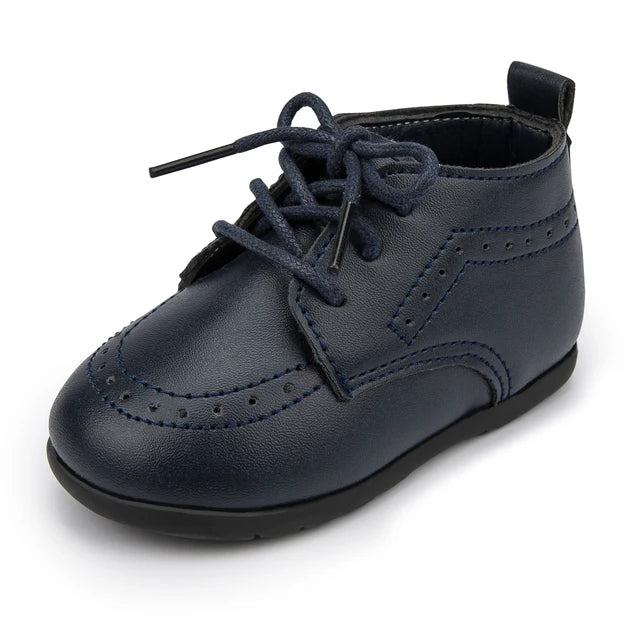 KIDSUN-Sapatos clássicos de couro PU para bebês meninos e meninas, sapatos de primeiro caminhante, sola de borracha macia, antiderrapante, recém-nascido, berço infantil