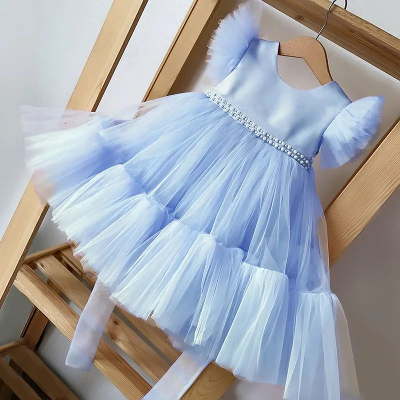 Vestido de princesa menina com vestido de renda, vestido de bebê, roupa elegante infantil, festa de aniversário, rosa, vestido de casamento infantil