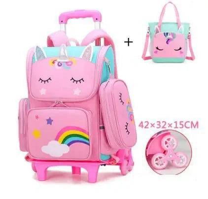 Saco do trole da escola para meninas saco do trole da escola para crianças com saco de almoço mochila de rolamento sacos de escola