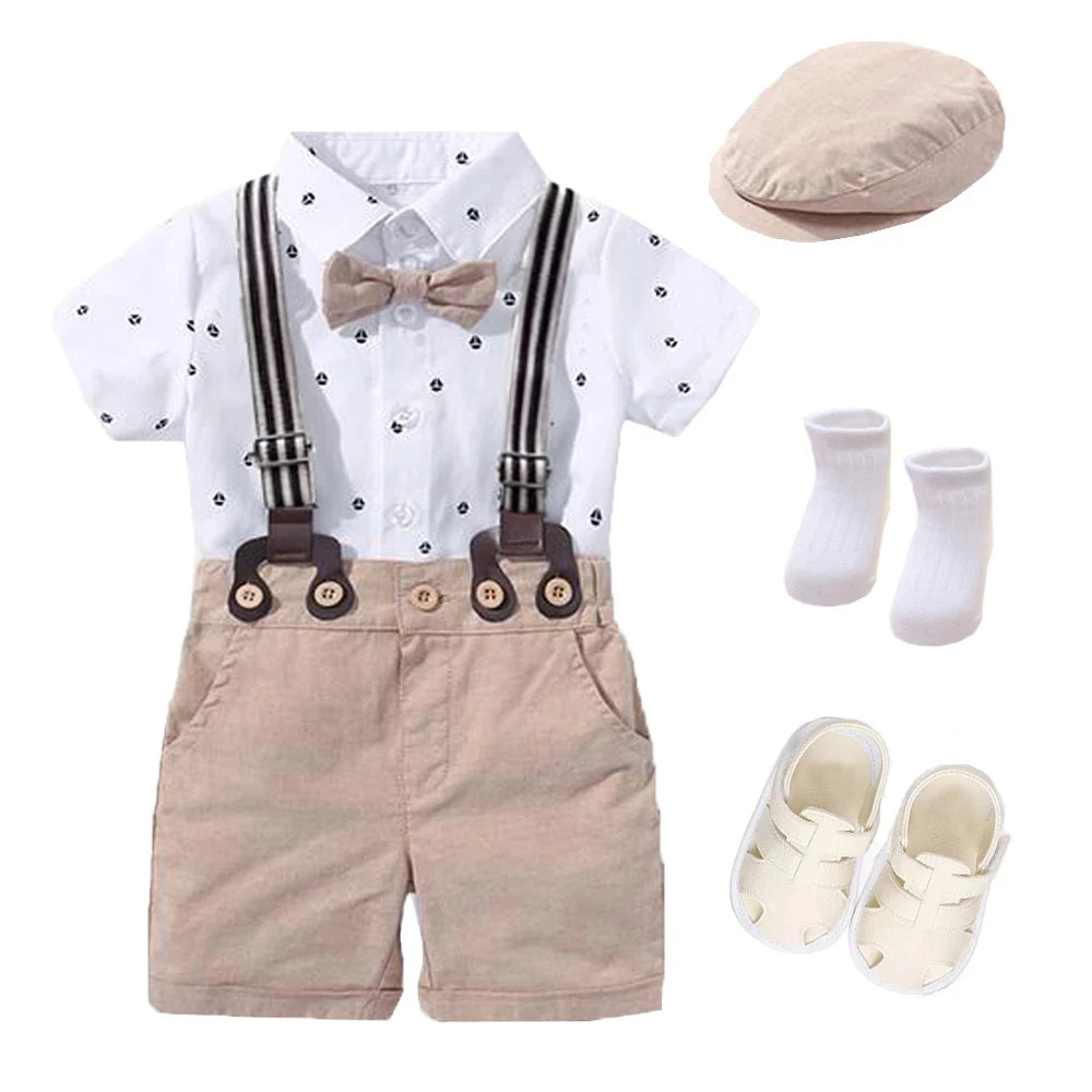 Roupas formais infantis, Baby Gentleman Boutique Gift Set, Terno infantil, Vestidos de festa de primeiro aniversário de verão para menino 3 a 18M, 7 peças