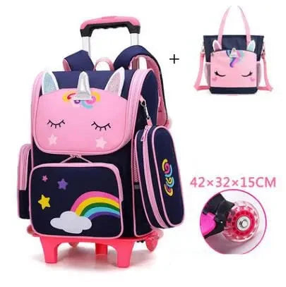 Saco do trole da escola para meninas saco do trole da escola para crianças com saco de almoço mochila de rolamento sacos de escola