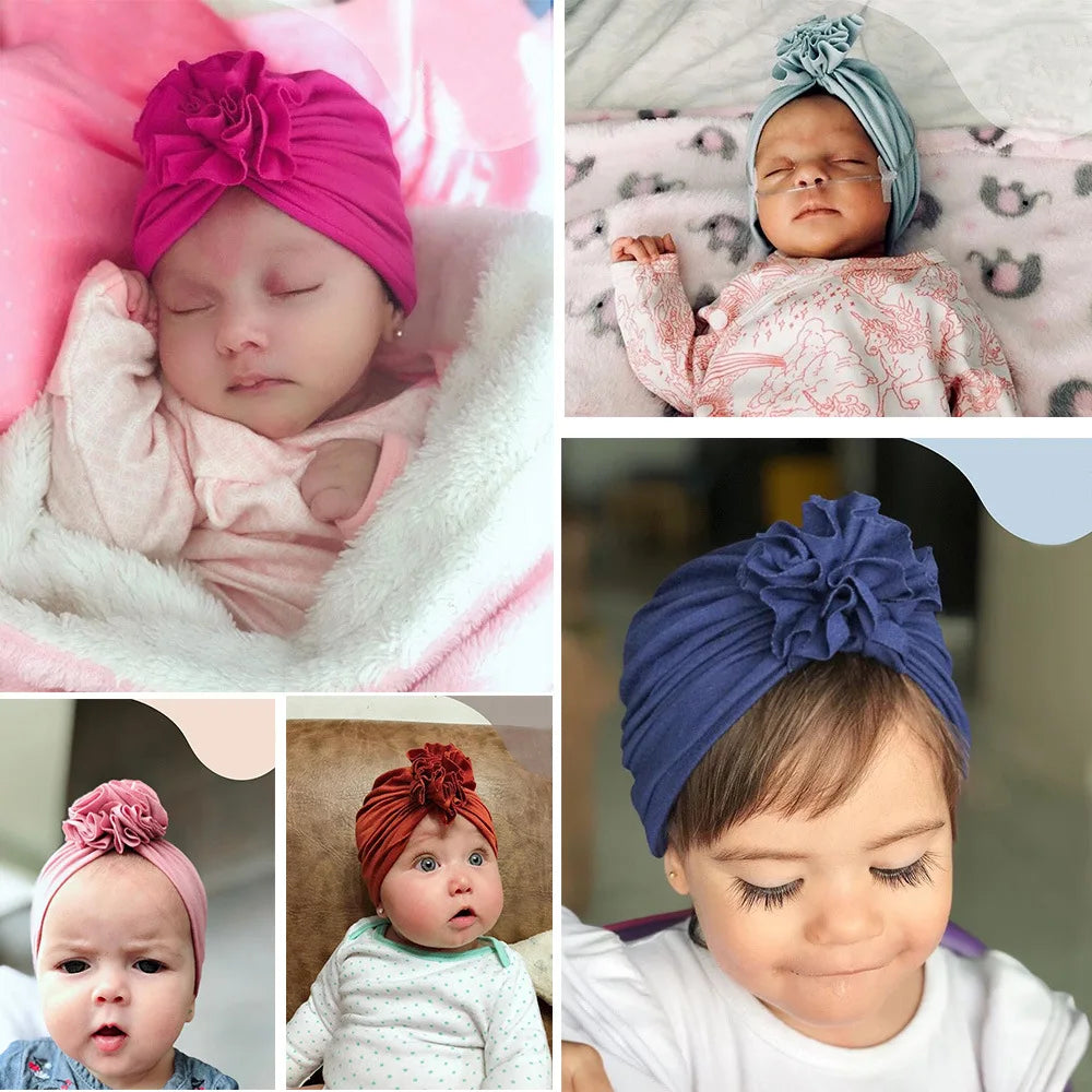 Moda bebê chapéu sólido turbante elástico bonés para meninas bebê infantil acessórios