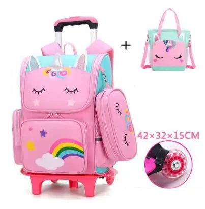 Saco do trole da escola para meninas saco do trole da escola para crianças com saco de almoço mochila de rolamento sacos de escola