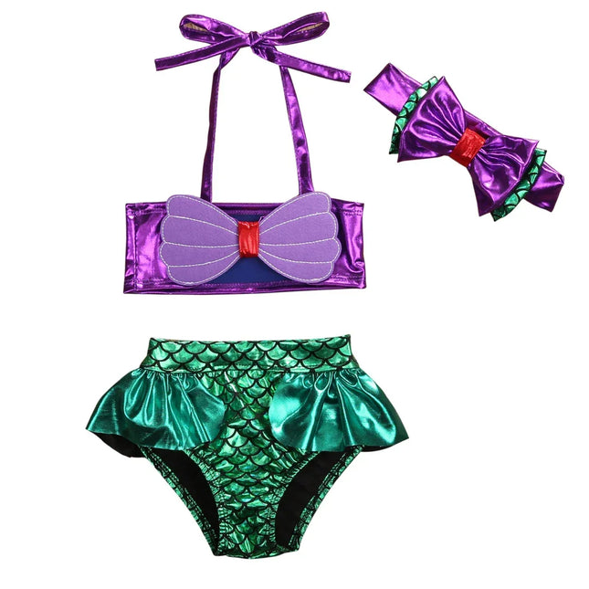 0-8y crianças roupa de banho meninas conjunto de biquíni 2022 verão sereia bebê maiô crianças beachwear fatos de banho