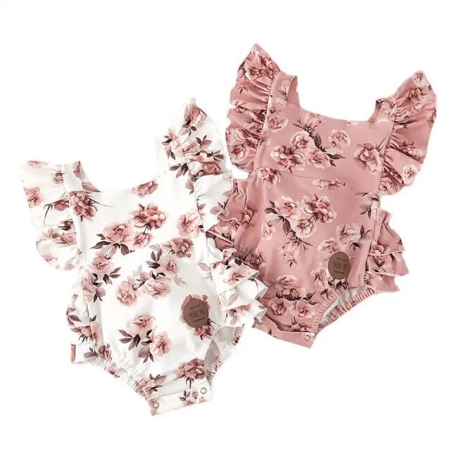 Macacão Bebê Floral com Faixa de Cabelo – Verão