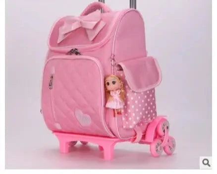 Mochila de rodas para crianças escolares, Rolling Bags for Girls, Mochila Escolar Trolley, Saco escolar infantil com rodas