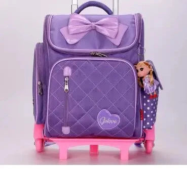 Mochila de rodas para crianças escolares, Rolling Bags for Girls, Mochila Escolar Trolley, Saco escolar infantil com rodas