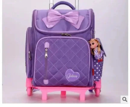 Mochila de rodas para crianças escolares, Rolling Bags for Girls, Mochila Escolar Trolley, Saco escolar infantil com rodas