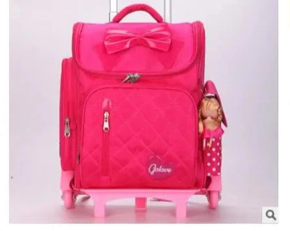 Mochila de rodas para crianças escolares, Rolling Bags for Girls, Mochila Escolar Trolley, Saco escolar infantil com rodas