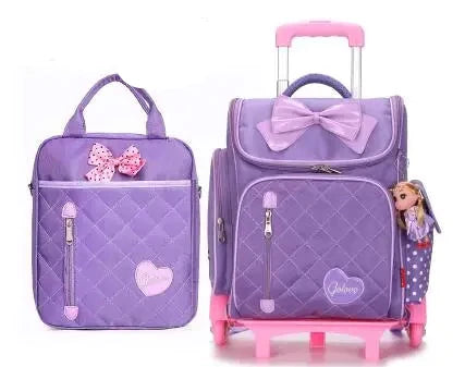 Mochila de rodas para crianças escolares, Rolling Bags for Girls, Mochila Escolar Trolley, Saco escolar infantil com rodas