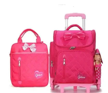 Mochila de rodas para crianças escolares, Rolling Bags for Girls, Mochila Escolar Trolley, Saco escolar infantil com rodas