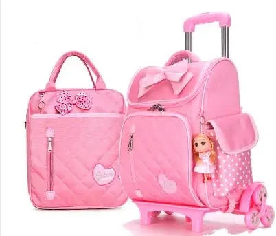 Mochila de rodas para crianças escolares, Rolling Bags for Girls, Mochila Escolar Trolley, Saco escolar infantil com rodas