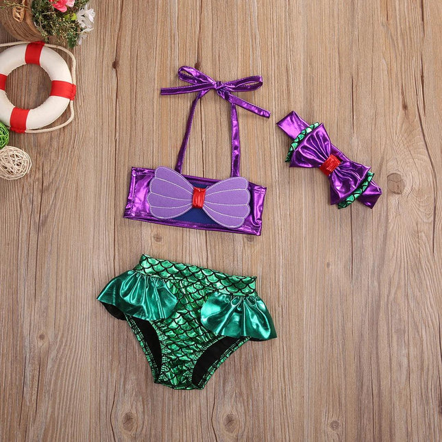 0-8y crianças roupa de banho meninas conjunto de biquíni 2022 verão sereia bebê maiô crianças beachwear fatos de banho