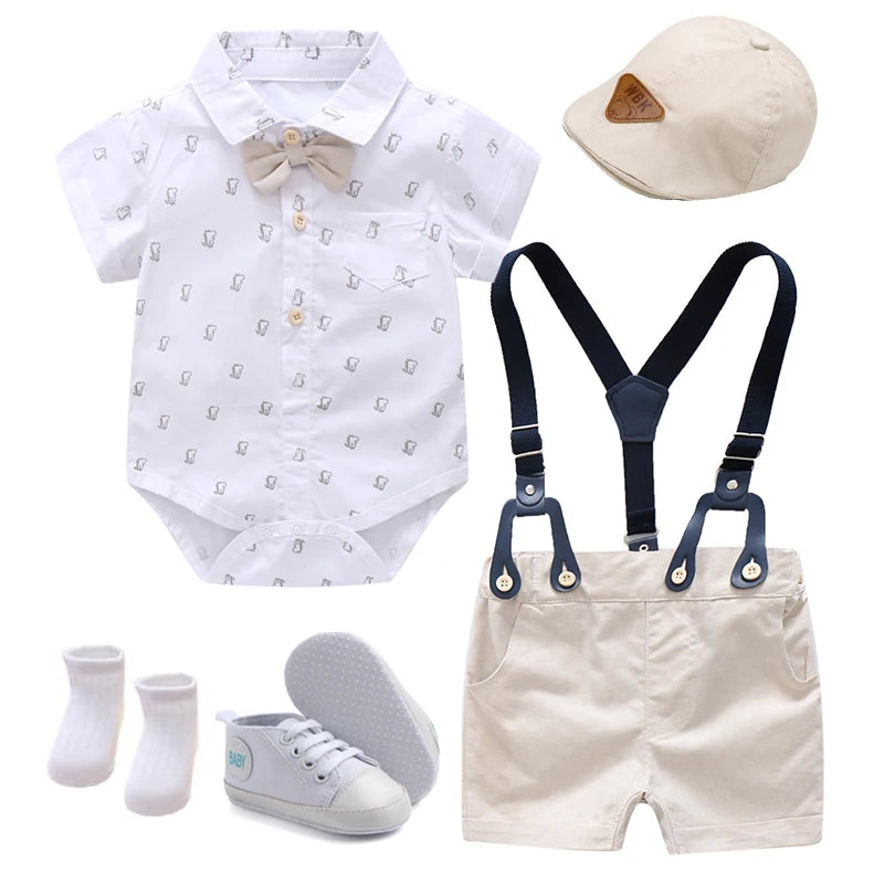 Roupas formais infantis, Baby Gentleman Boutique Gift Set, Terno infantil, Vestidos de festa de primeiro aniversário de verão para menino 3 a 18M, 7 peças