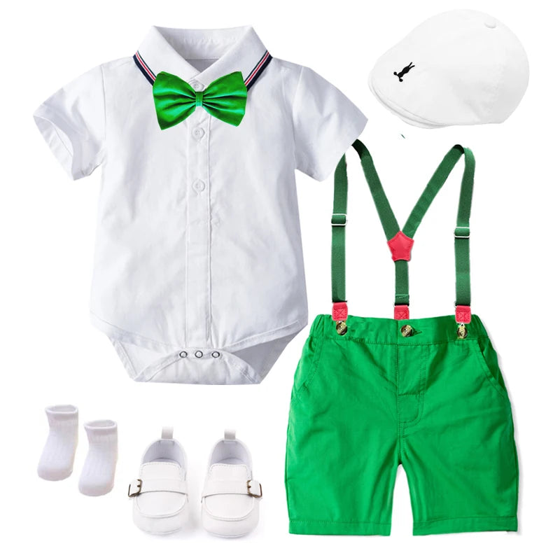 Roupas formais infantis, Baby Gentleman Boutique Gift Set, Terno infantil, Vestidos de festa de primeiro aniversário de verão para menino 3 a 18M, 7 peças