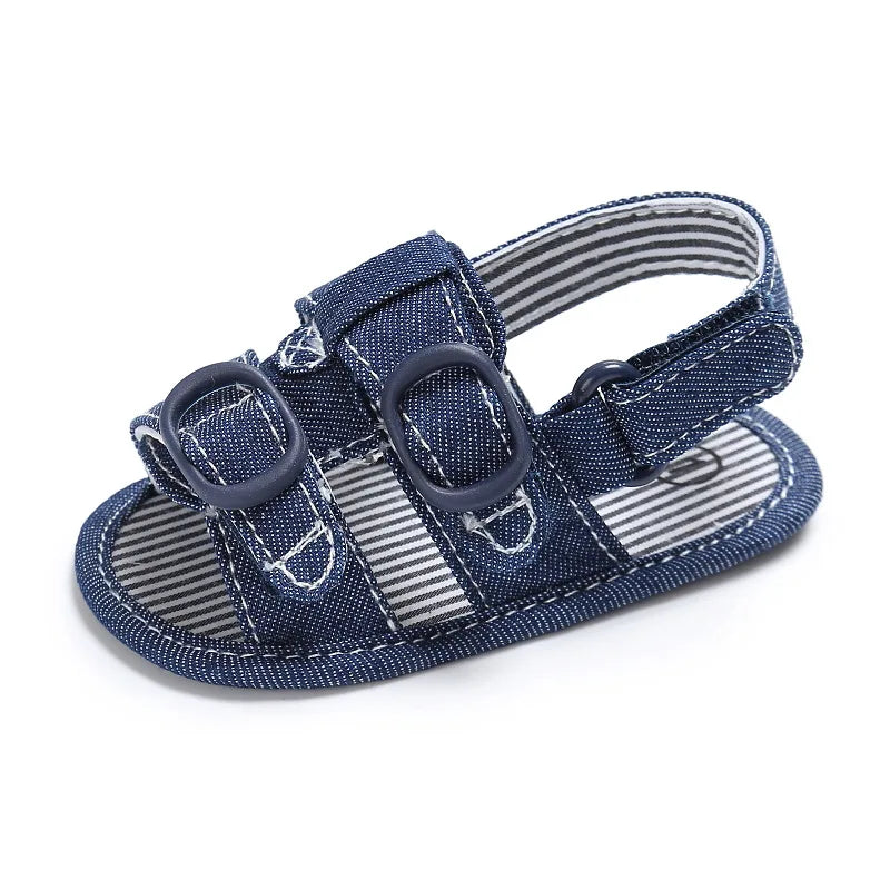 Infantil da criança berço sandálias sapatos de bebê recém-nascido menino menina denim lona verão macio-sola chinelo de algodão