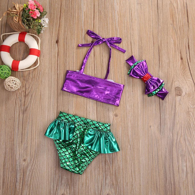 0-8y crianças roupa de banho meninas conjunto de biquíni 2022 verão sereia bebê maiô crianças beachwear fatos de banho