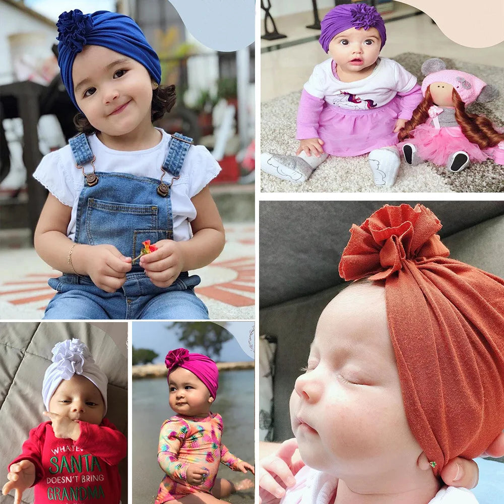 Moda bebê chapéu sólido turbante elástico bonés para meninas bebê infantil acessórios