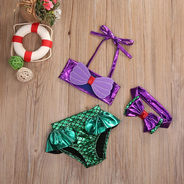 0-8y crianças roupa de banho meninas conjunto de biquíni 2022 verão sereia bebê maiô crianças beachwear fatos de banho
