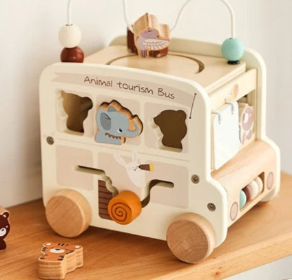 Brinquedo De Carro Montessori De Madeira Para O Bebê, Ônibus Ocupado Poliedro, Educação Infantil, Sentido Cerebral Da Mão, Brinquedos De Órgão, Presente Para Crianças, Five-in-on