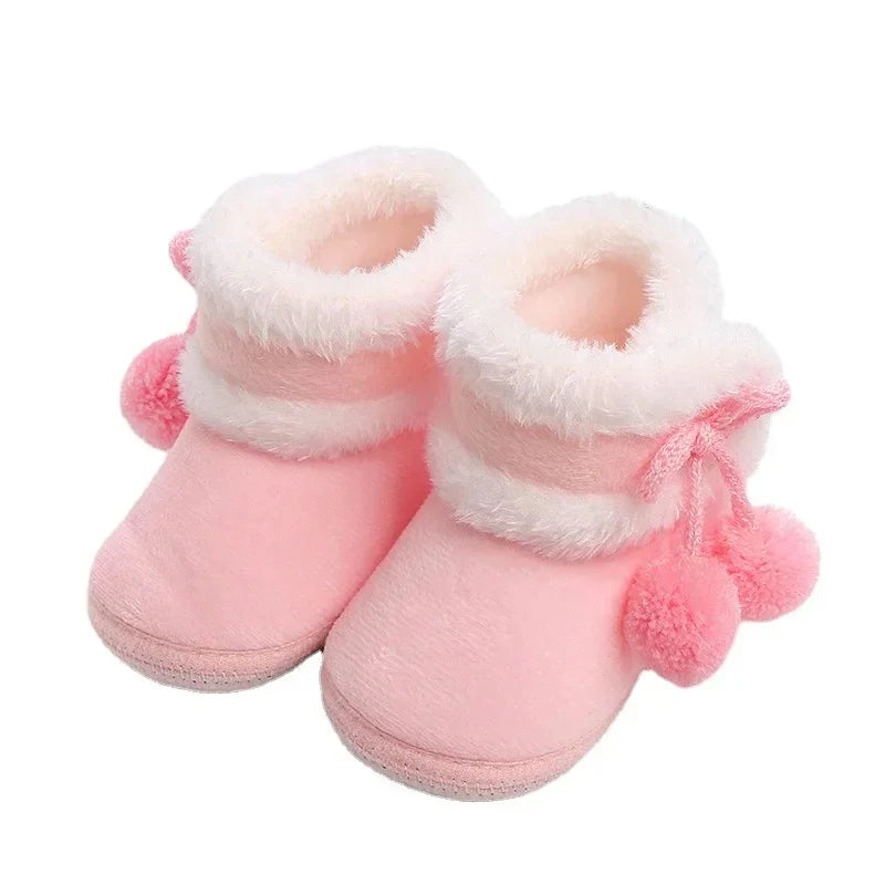 Bebê recém-nascido meninas meninos botas macias sólida pompom botas de neve infantil da criança recém-nascido sapatos de aquecimento nova moda sapatos confortáveis