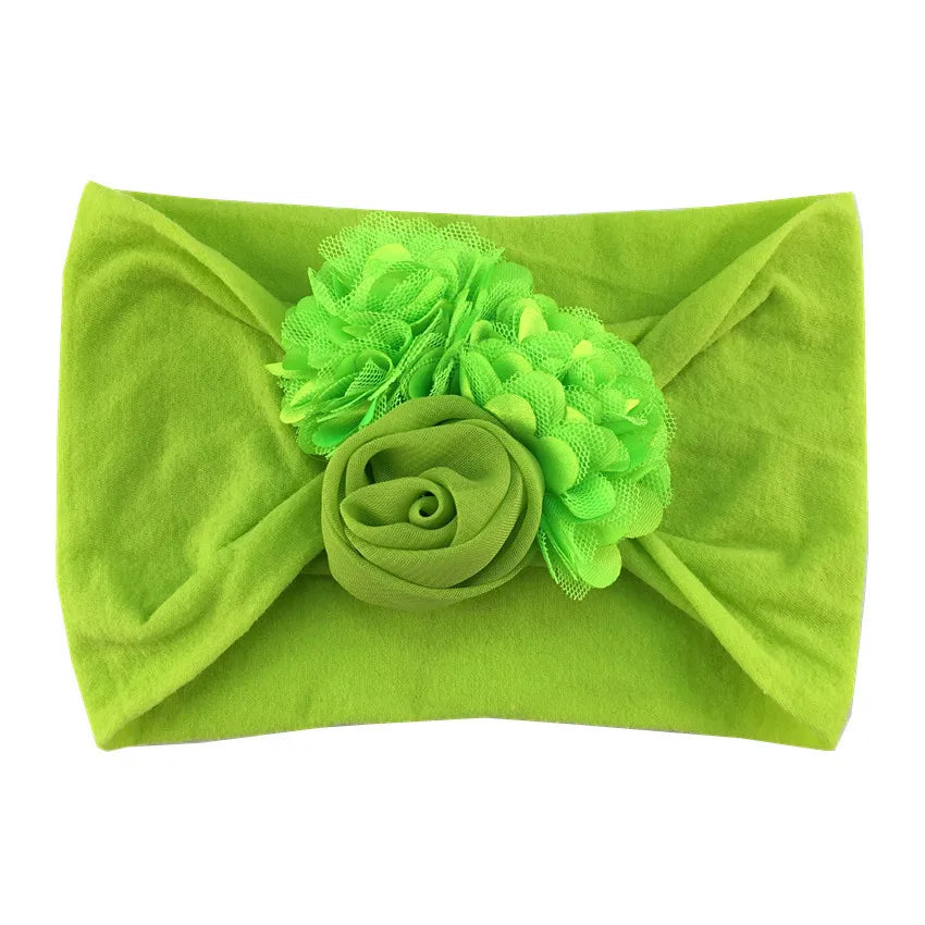 Soft Stretch Flower Knot Headband para crianças, Wide Nylon Headwraps, Baby Girls Hair Bands, Photo Props, Acessórios para recém-nascidos