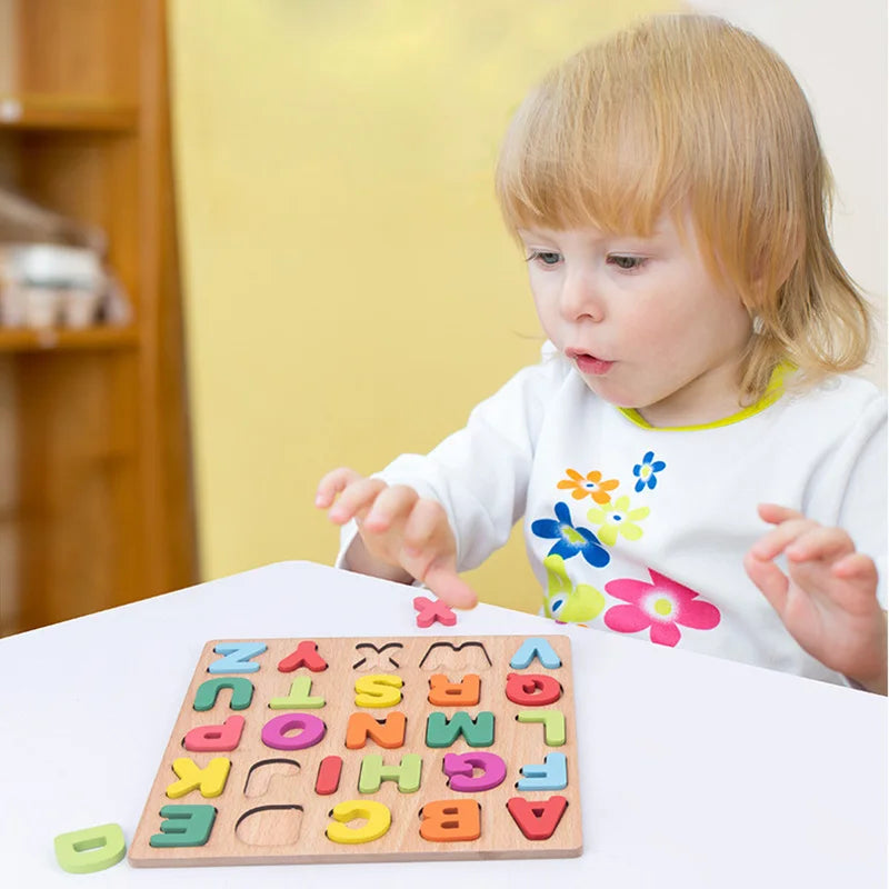 Quebra-cabeça de madeira montessori brinquedos para o bebê 1 2 3 anos de idade crianças alfabeto número forma jogos de correspondência crianças cedo brinquedos educativos