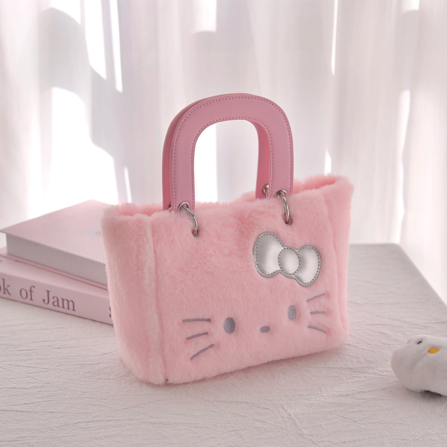 Olá kitty rosa bolsa 50th aniversário mesmo saco de fúria macia sacola bonito olá kitty bolsa feminina presente surpresa de aniversário