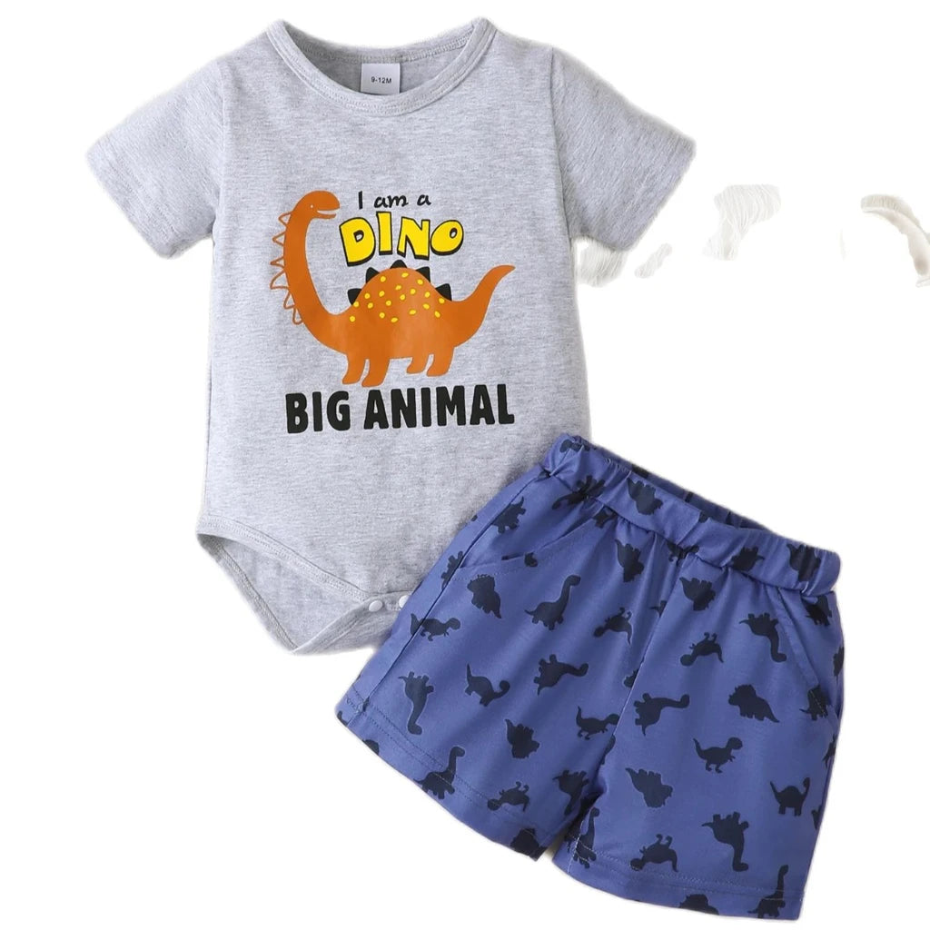 2cps verão bebê menino roupas conjunto dos desenhos animados leão manga curta bodysuit + shorts lazer casa roupas para infantil menino 3-18 meses