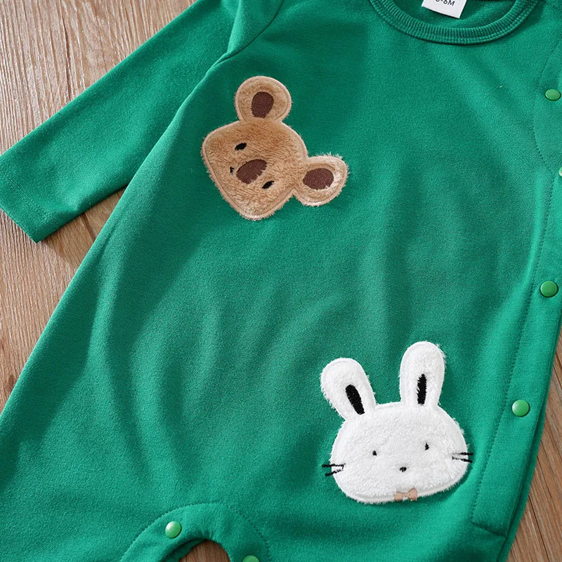 Bodysuit manga comprida para crianças, roupas de menino, coelhinho coala estampa, confortável onesie, como presente, 0-24m, 2pcs, primavera, outono