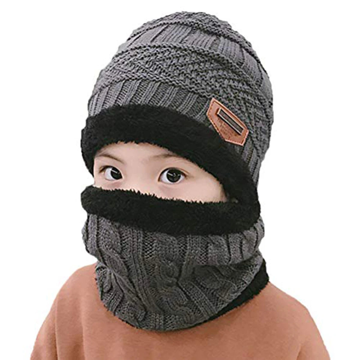 Conjunto de chapéu e cachecol de malha quente infantil, boné macio, gorro, infantil, meninos, meninas, crianças, outono, inverno, 5-14 anos