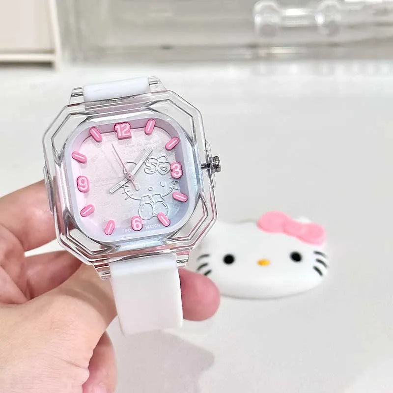 Sanrio Hello Kitty Joint Zgo Student Watch, Geléia de Silício, Quadrado, Impermeável, Night Light, Birthday Gift for Women, 50th Birthday