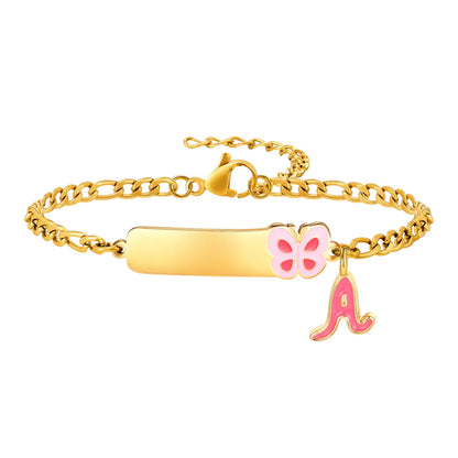 Pulseiras com pingentes iniciais Vnox A-Z para bebês meninas, pulseiras com identificação de data de aniversário com nome personalizado, presente de batismo de aço inoxidável antialérgico