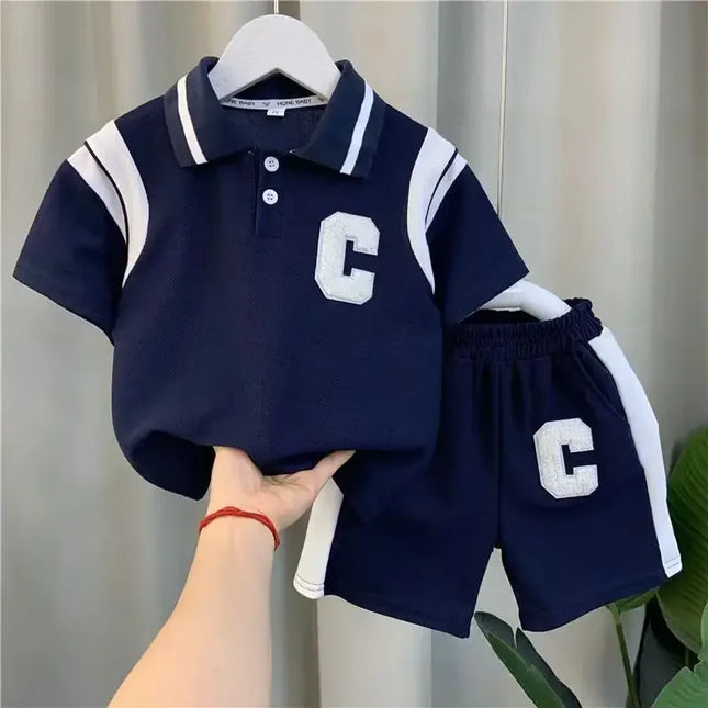 Conjunto de t-shirts e calções infantis, roupa de bebé, fatos de treino para crianças, fatos desportivos casuais, moda de rapazes, verão, novo, 2 peças