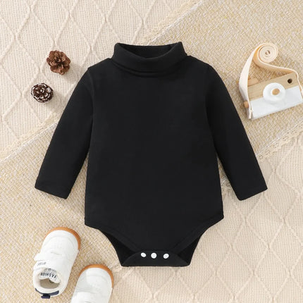 Roupas de veludo monocromáticas para bebês, confortáveis e quentes, manga comprida, gola alta, triângulo simples, roupas casuais, 3 peças, outono e inverno