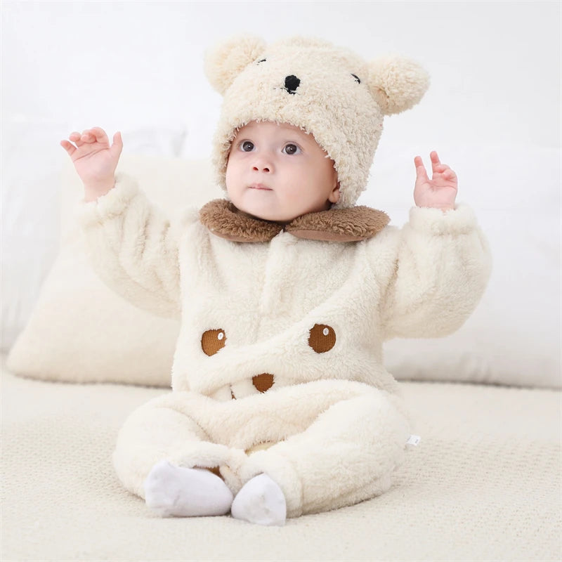 Bodysuit de flanela para bebê recém-nascido, macacão macio para meninos e meninas, jaqueta infantil, roupas de 0-12 meses, novo, primavera, outono